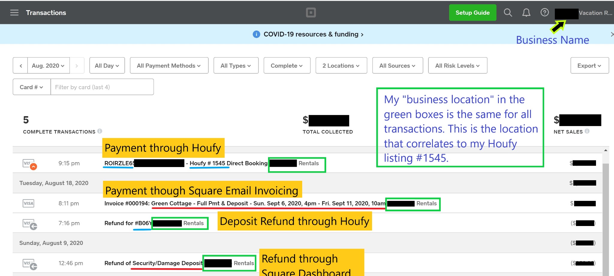 View Square Credit Card Transactions on Square Dashboard