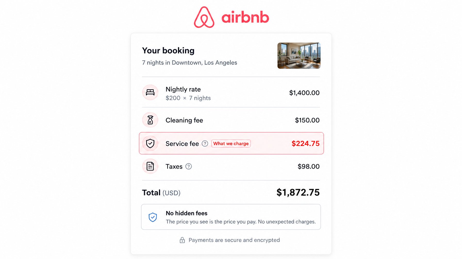 Airbnb's service fee is calculated after your nightly rate and cleaning fee are combined — meaning a $150 cleaning fee doesn't just add to your total, it inflates the fee percentage applied on top of it.