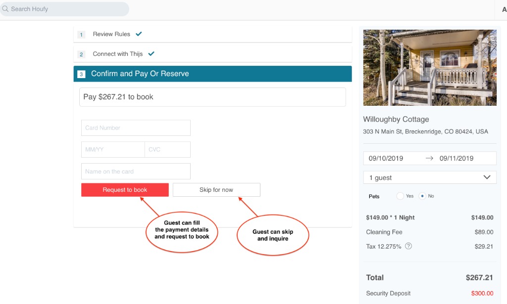 Inquiry process at Houfy