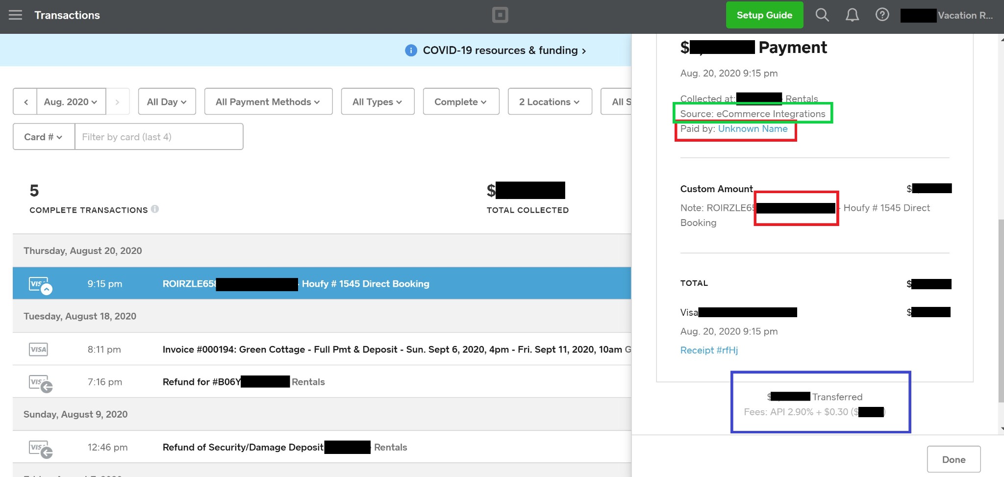 View Square Credit Card Transactions on Square Dashboard