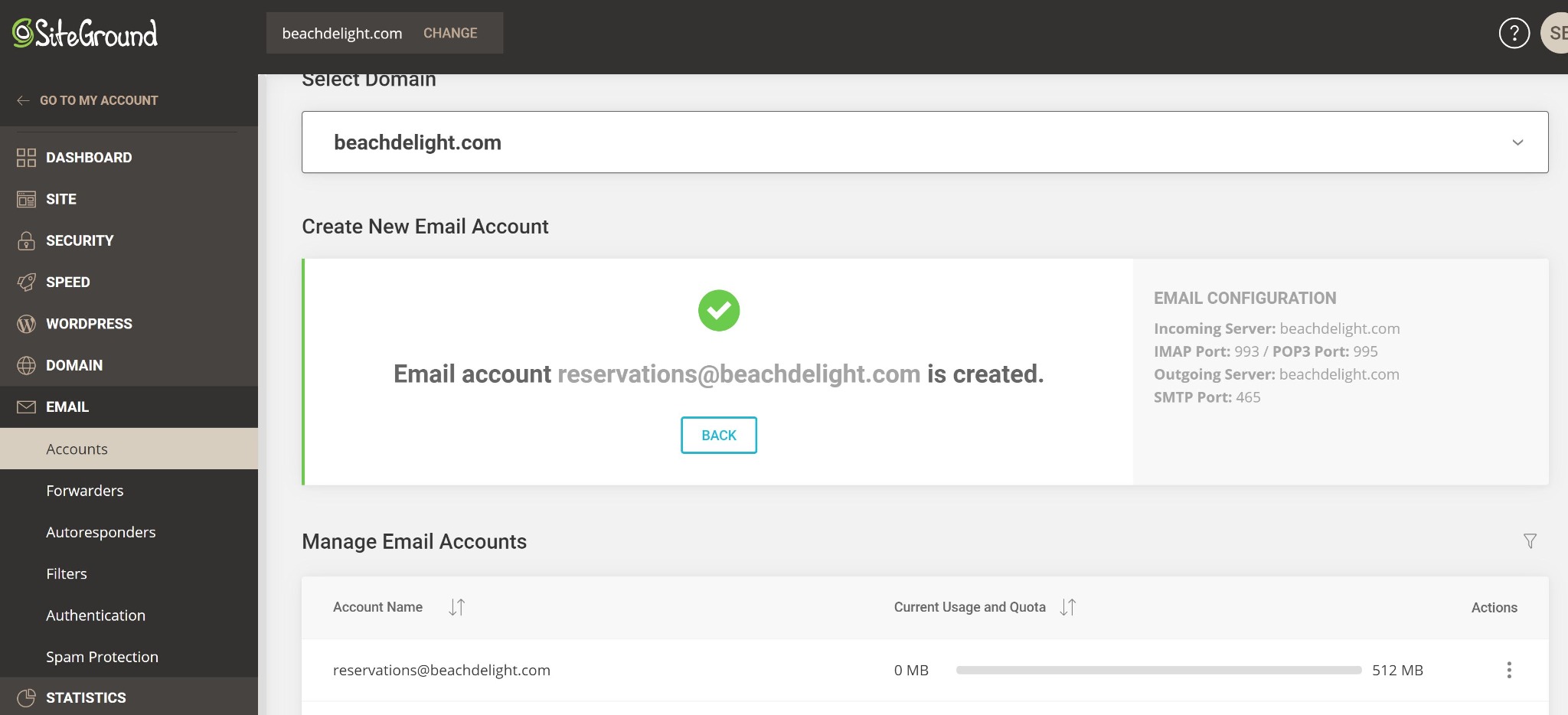 5. Configure one or more email accounts