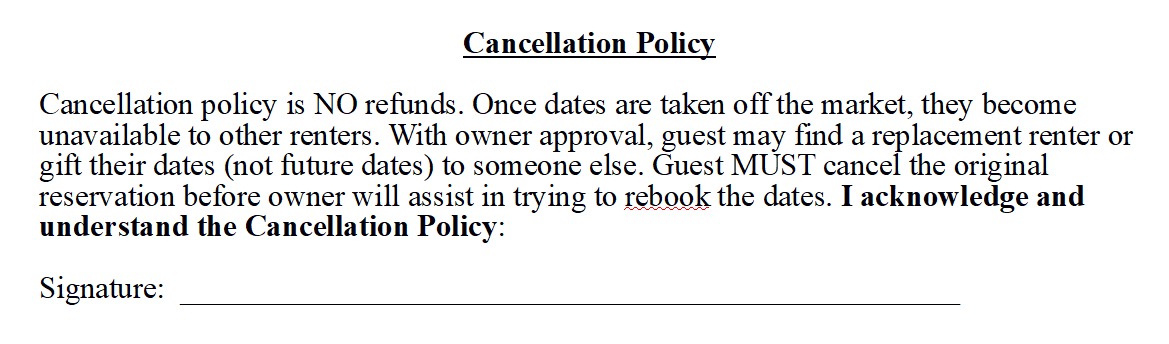 Cancellation Policy Template