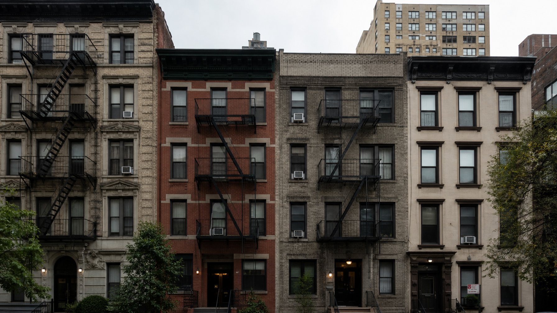 New York City apartment building facade representing the highly restrictive short-term rental environment under NYC Local Law 18, where entire-unit STRs under 30 days are effectively prohibited in most residential buildings