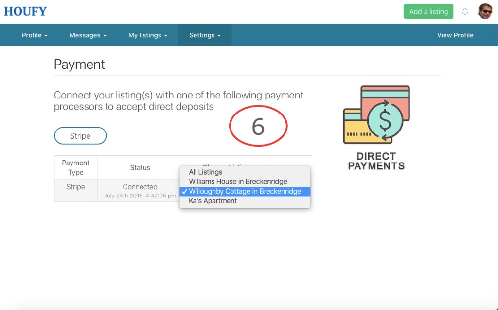 Adding a Houfy Direct Payment option to your listing: