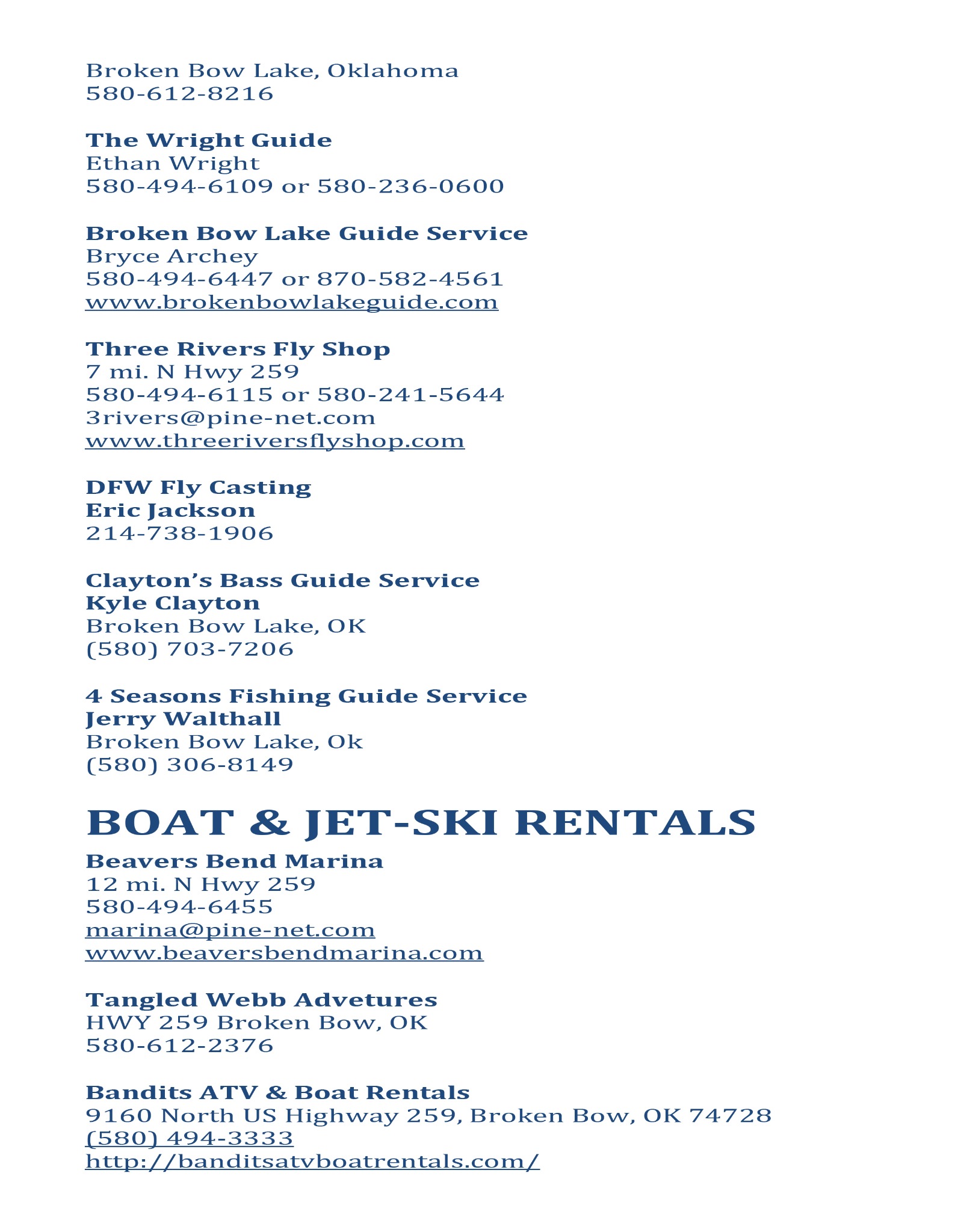 Cabin Information Guide