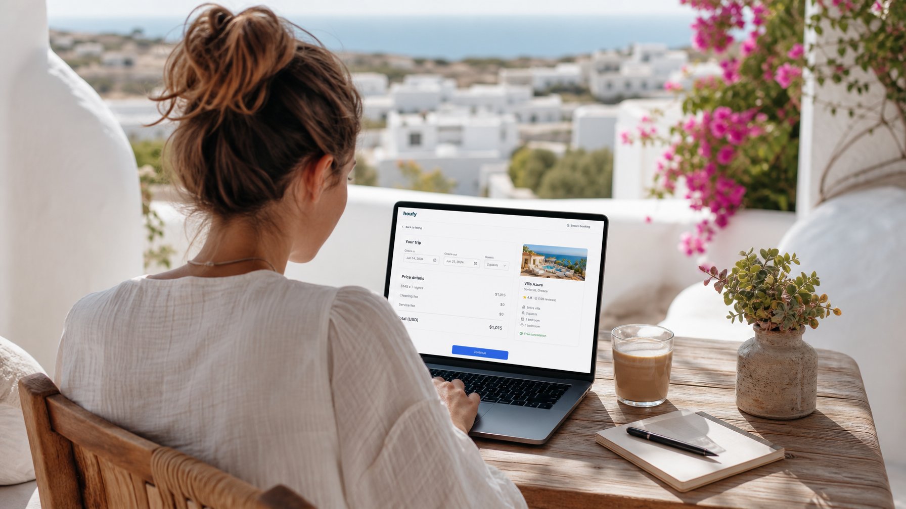 Guest booking a vacation rental directly on Houfy fee-free platform