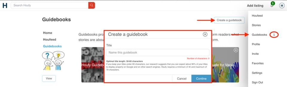 How to create a guidebook and add to your Houfy listing(s)