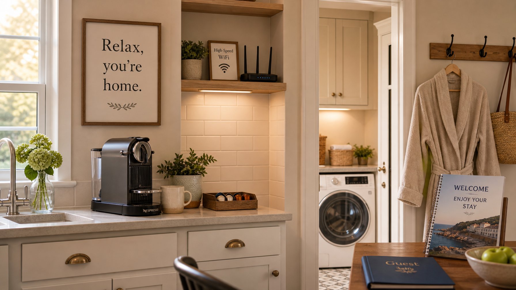 An espresso machine, visible WiFi speed, and in-unit laundry are the three highest-ROI amenity investments for US hosts targeting European guests.