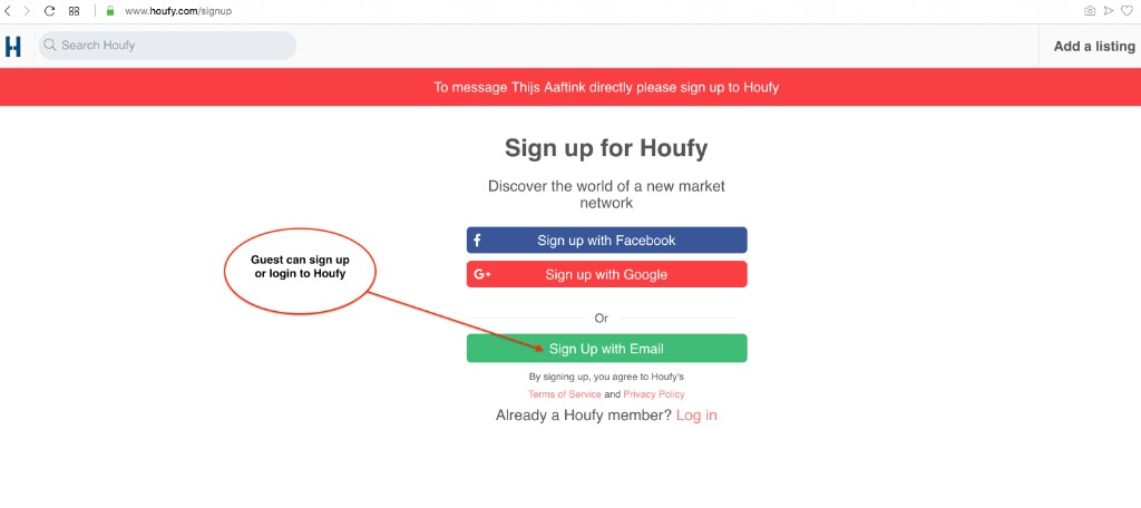 Inquiry process at Houfy