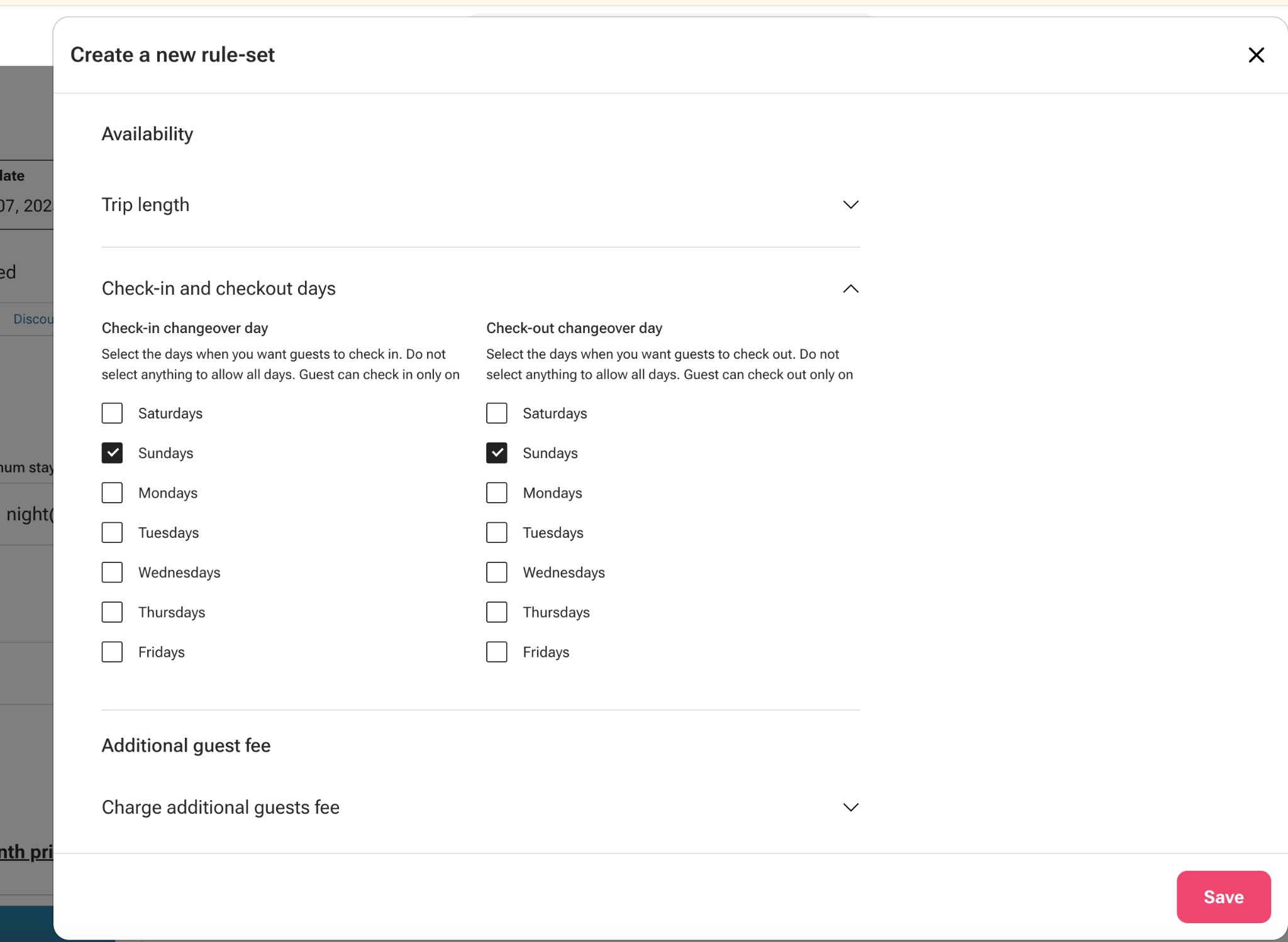 How to Set Changeover Days for Check-In and Check-Out