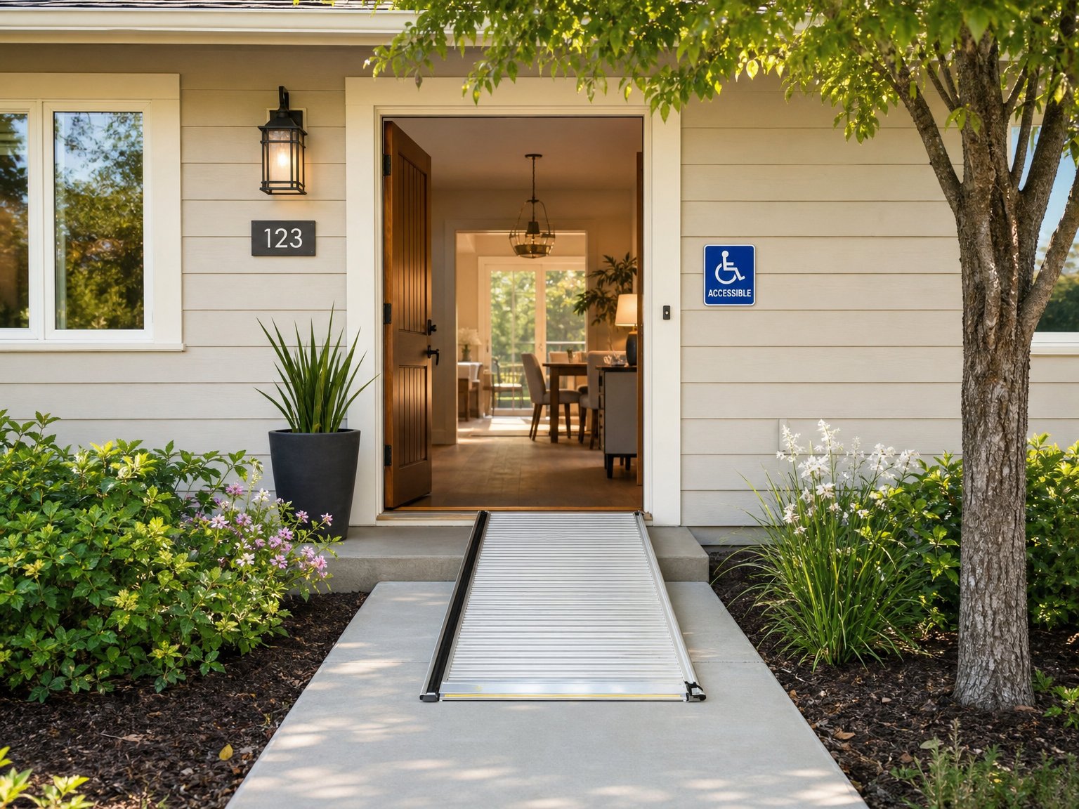 A portable aluminum ramp ($150–$400) eliminates the single most common barrier in accessible vacation rental listings — and takes minutes to install.