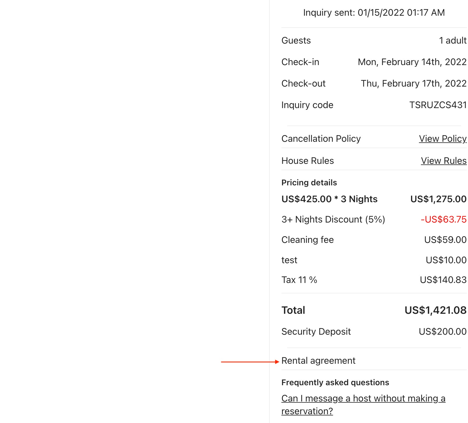 Submit rental agreement on Houfy