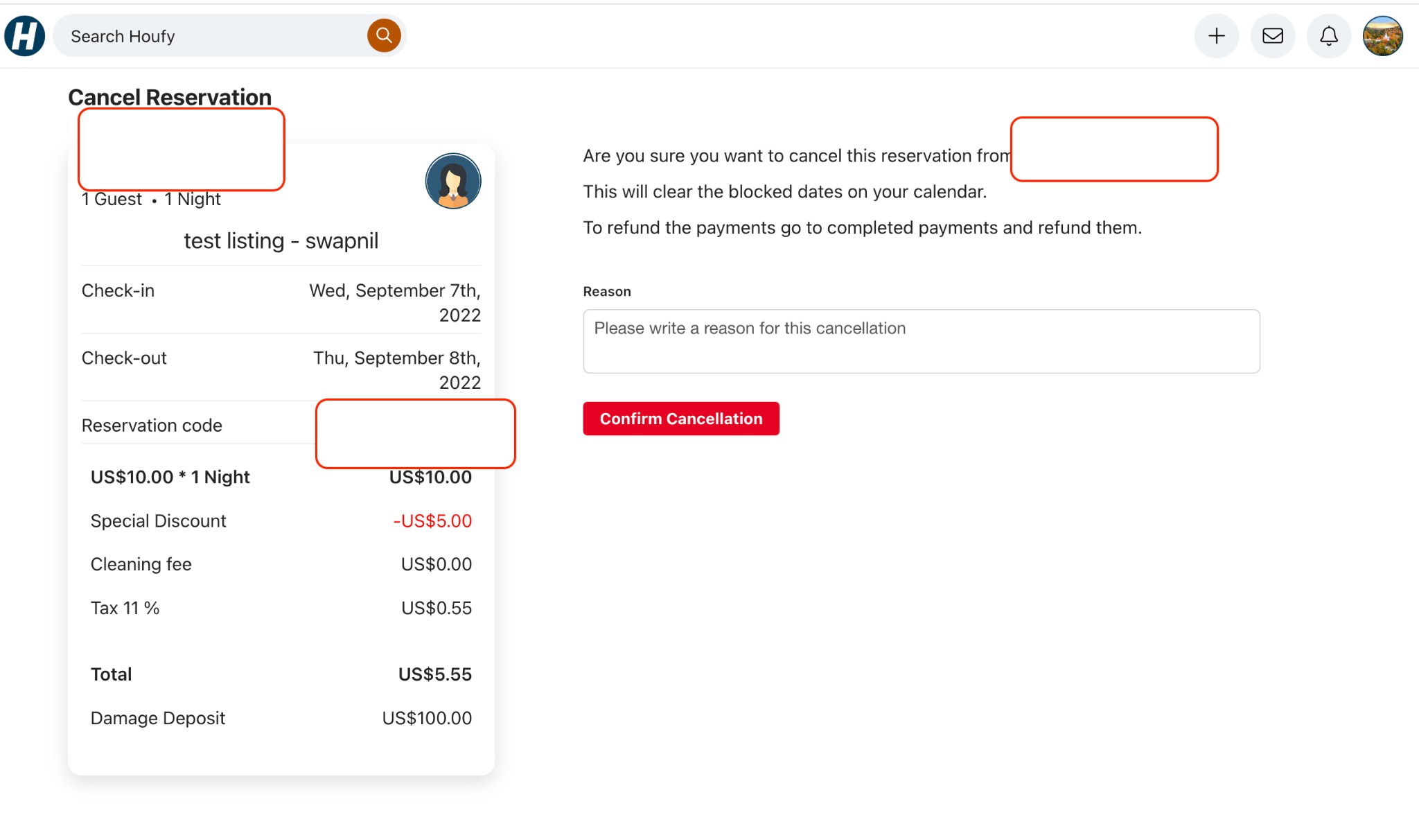How can I cancel a reservation as a host?