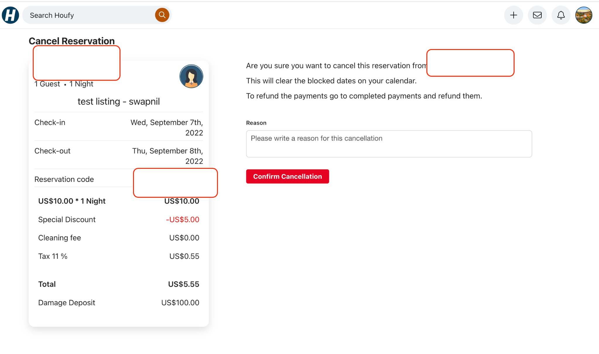 How can I cancel a reservation as a host?