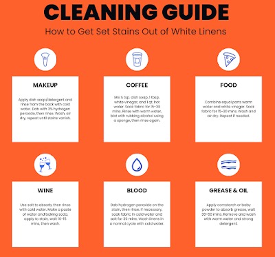 How to get set stains out of white linens