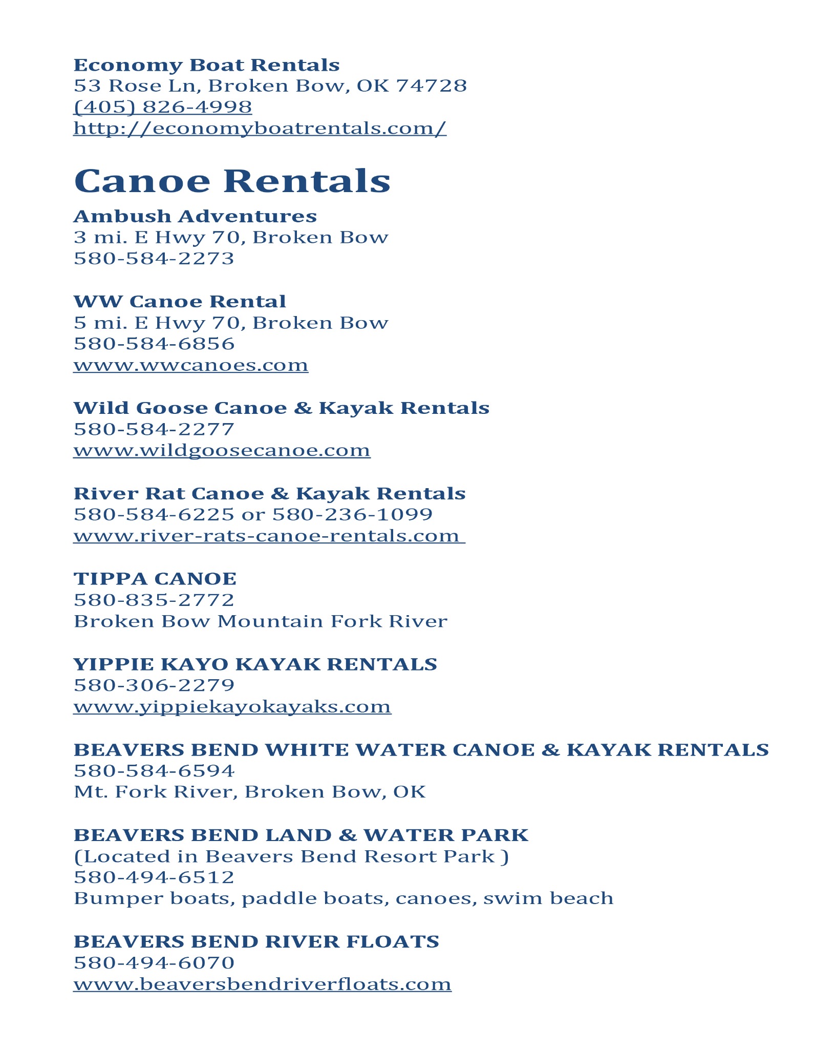 Cabin Information Guide
