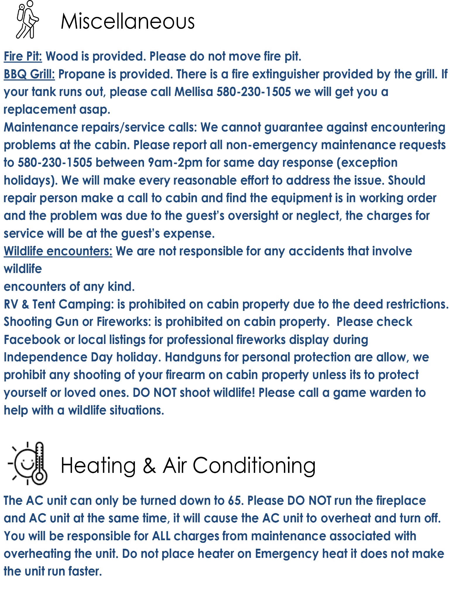 Cabin Information Guide