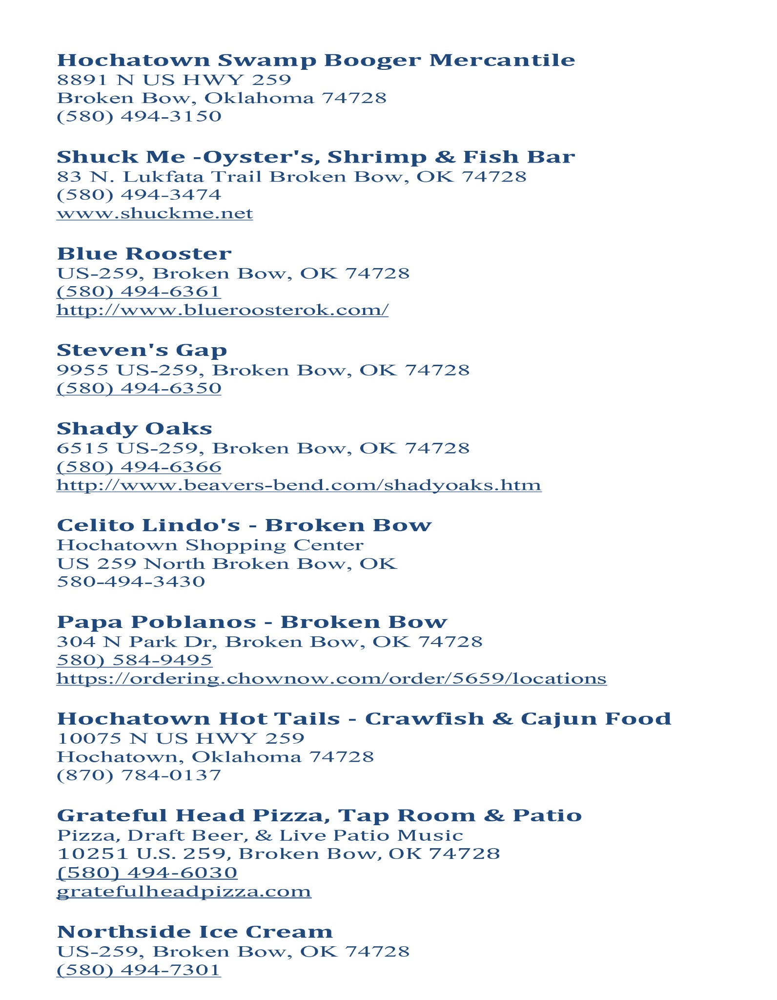 Cabin Information Guide