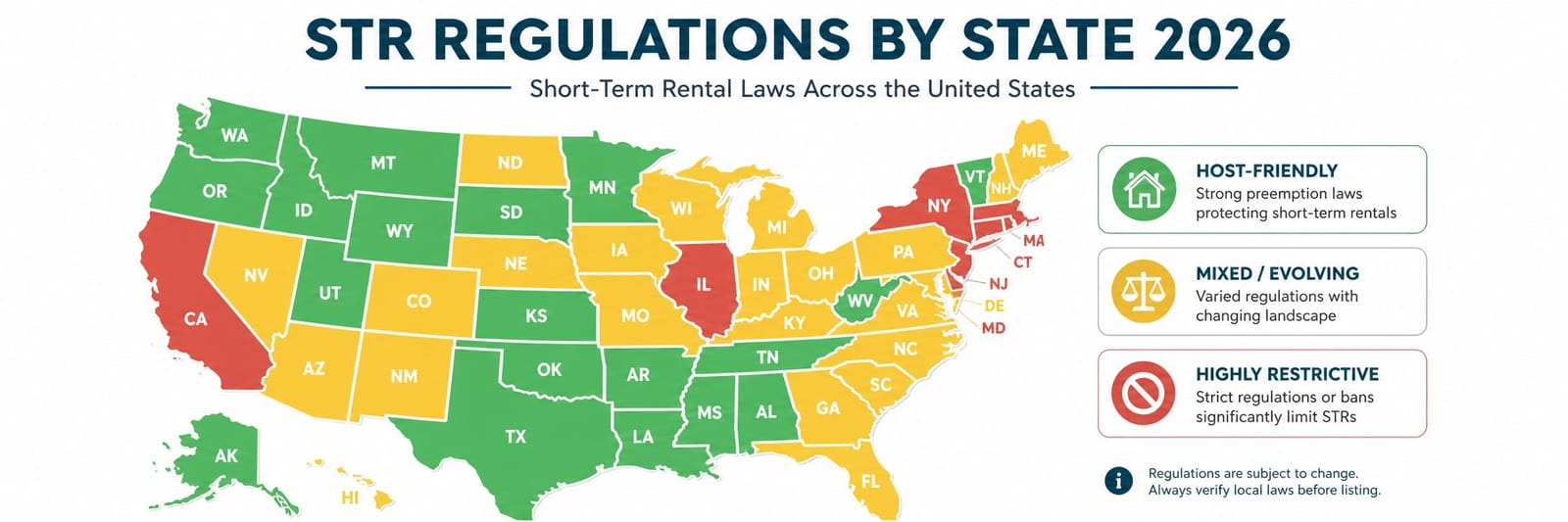 Short-Term Rental Laws by State 2026: Complete US Guide