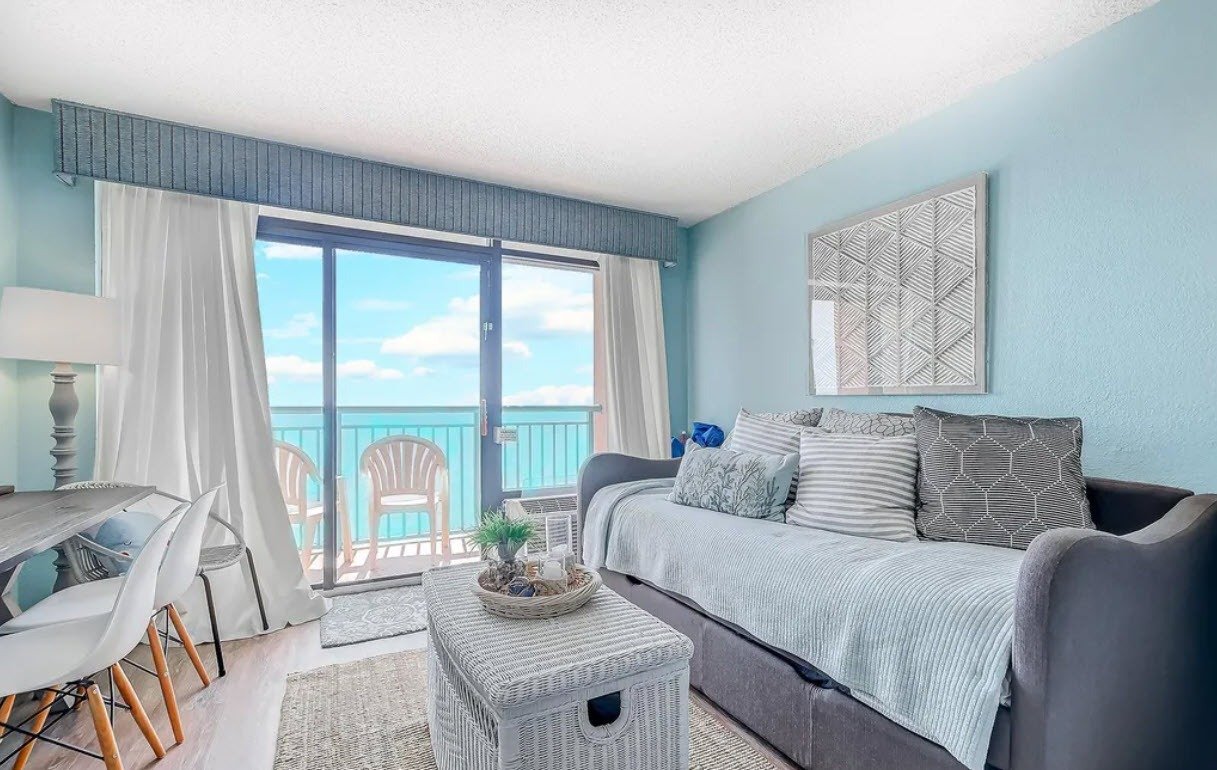 Oceanfront condo with dolphin views in Myrtle Beach, South Carolina