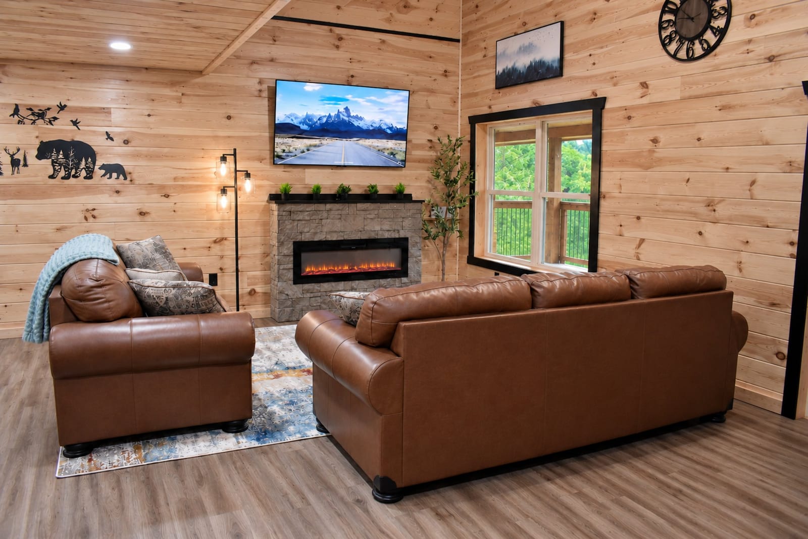 Second-floor living room with space for groups to relax and gather.