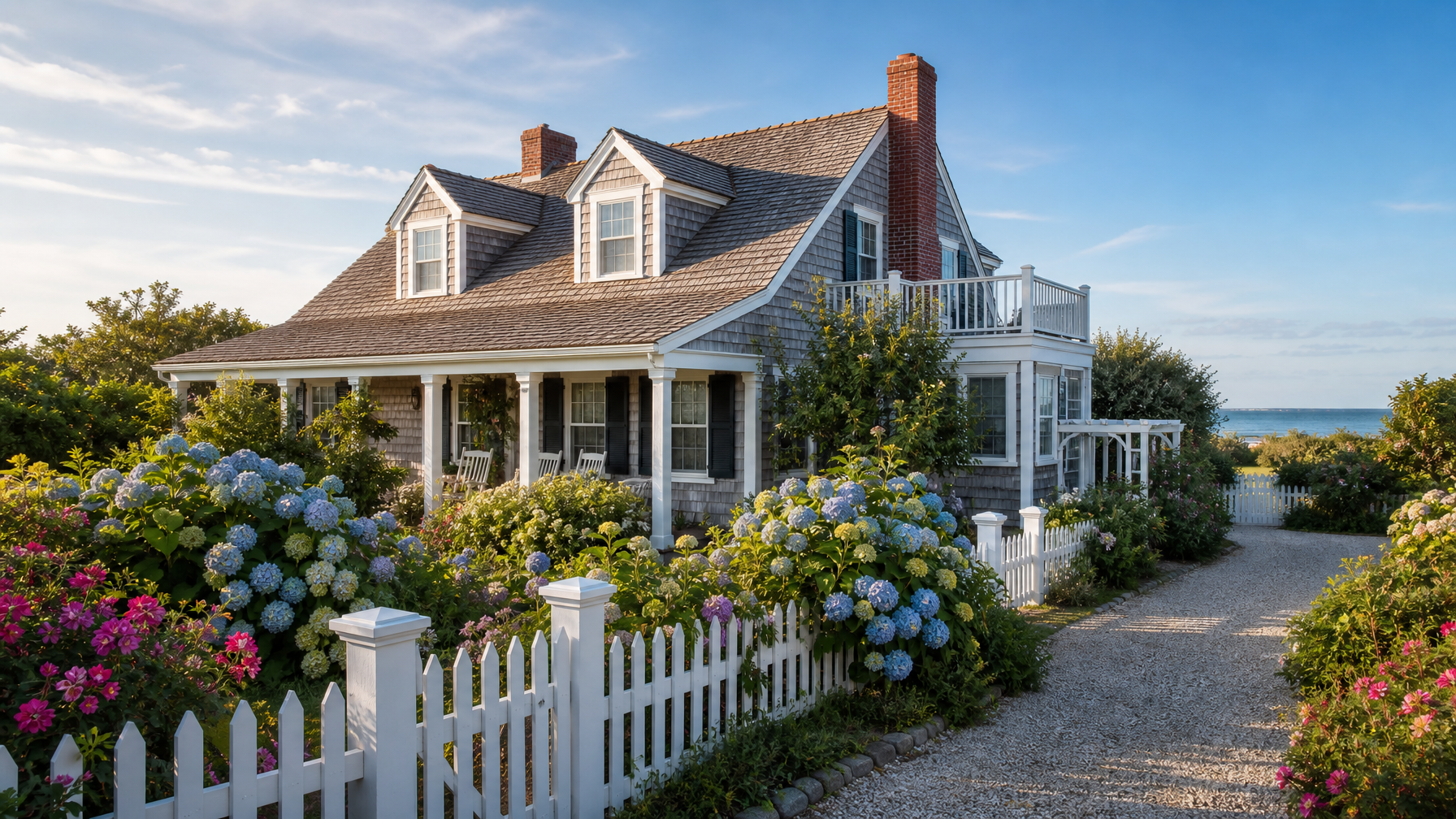 A classic grey-shingled vacation rental cottage in Chatham Cape Cod with a private garden and steps from the beach, representing the Lower Cape premium rental market