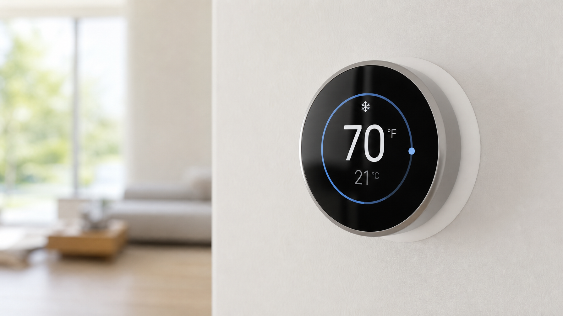 A vacation rental thermostat set to the optimal arrival temperature range of 70 degrees before guest check-in, showing the importance of temperature in the welcome experience