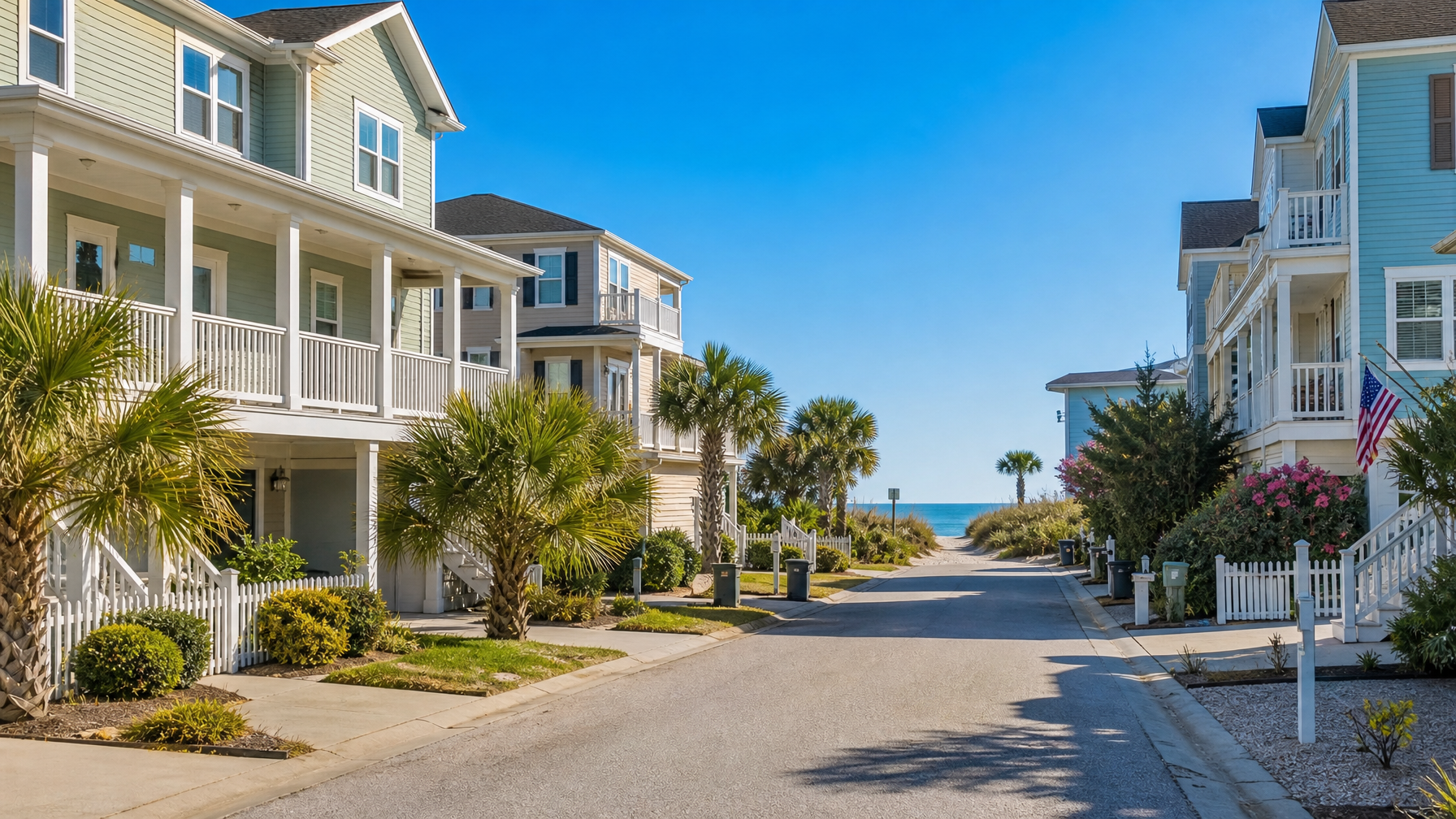 A North Myrtle Beach Cherry Grove vacation rental on a quiet family-oriented section of the Grand Strand representing the less commercial alternative to Myrtle Beach proper