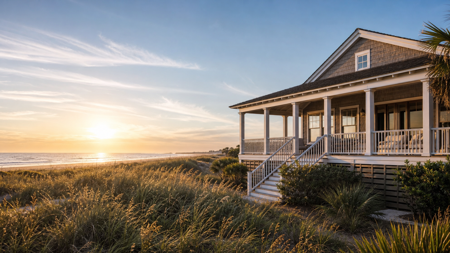 A Sullivan's Island South Carolina vacation rental beach cottage near the Atlantic representing the most exclusive Charleston barrier island STR market