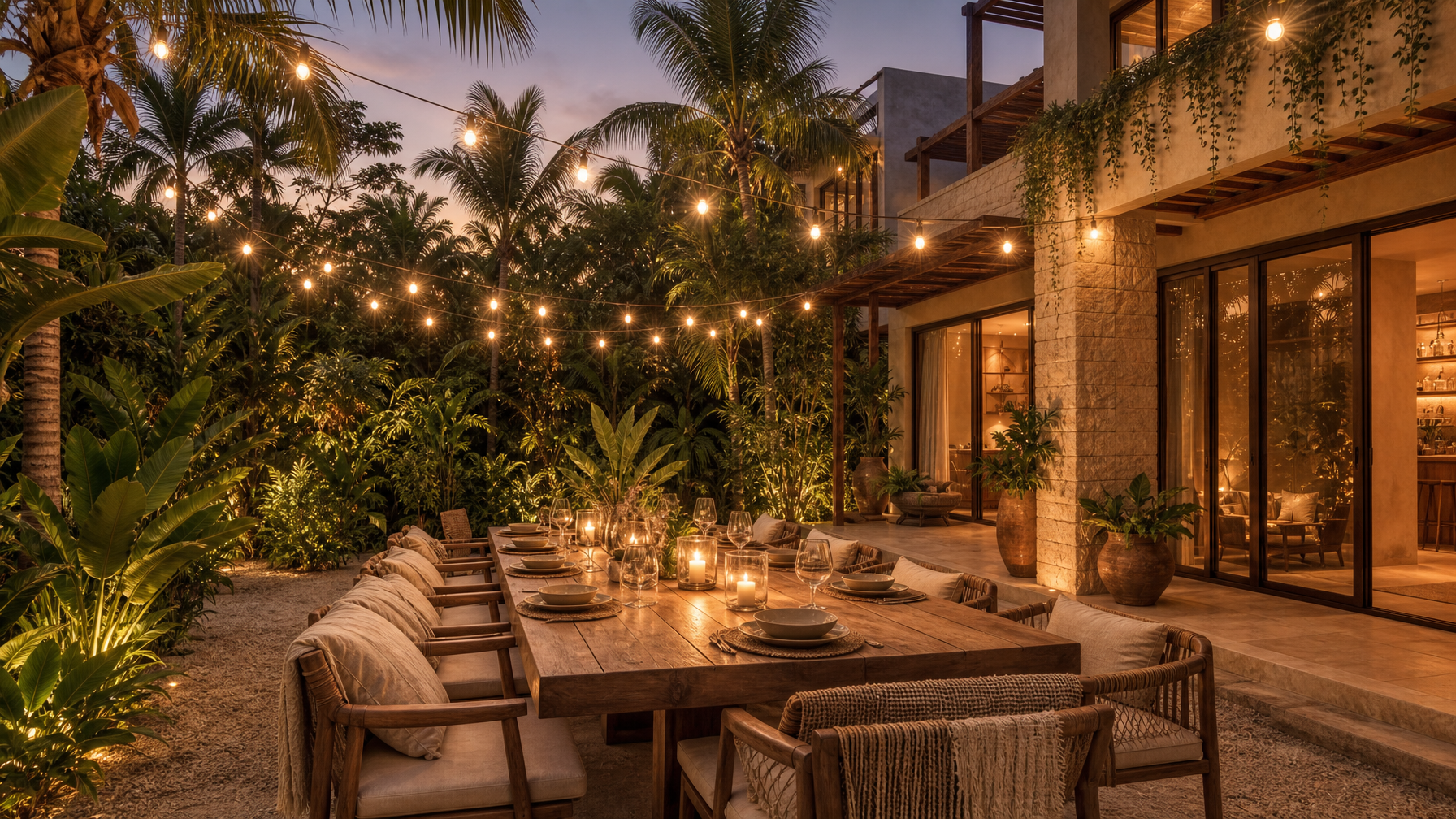Jungle villa outdoor dining Tulum