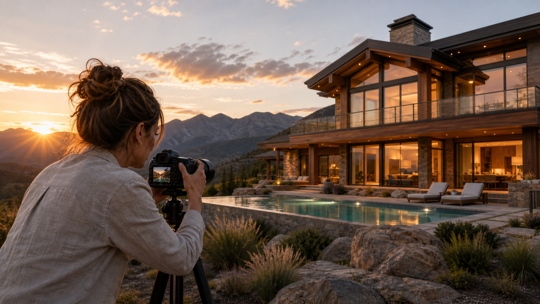 Photographer shooting a rental exterior for GBP