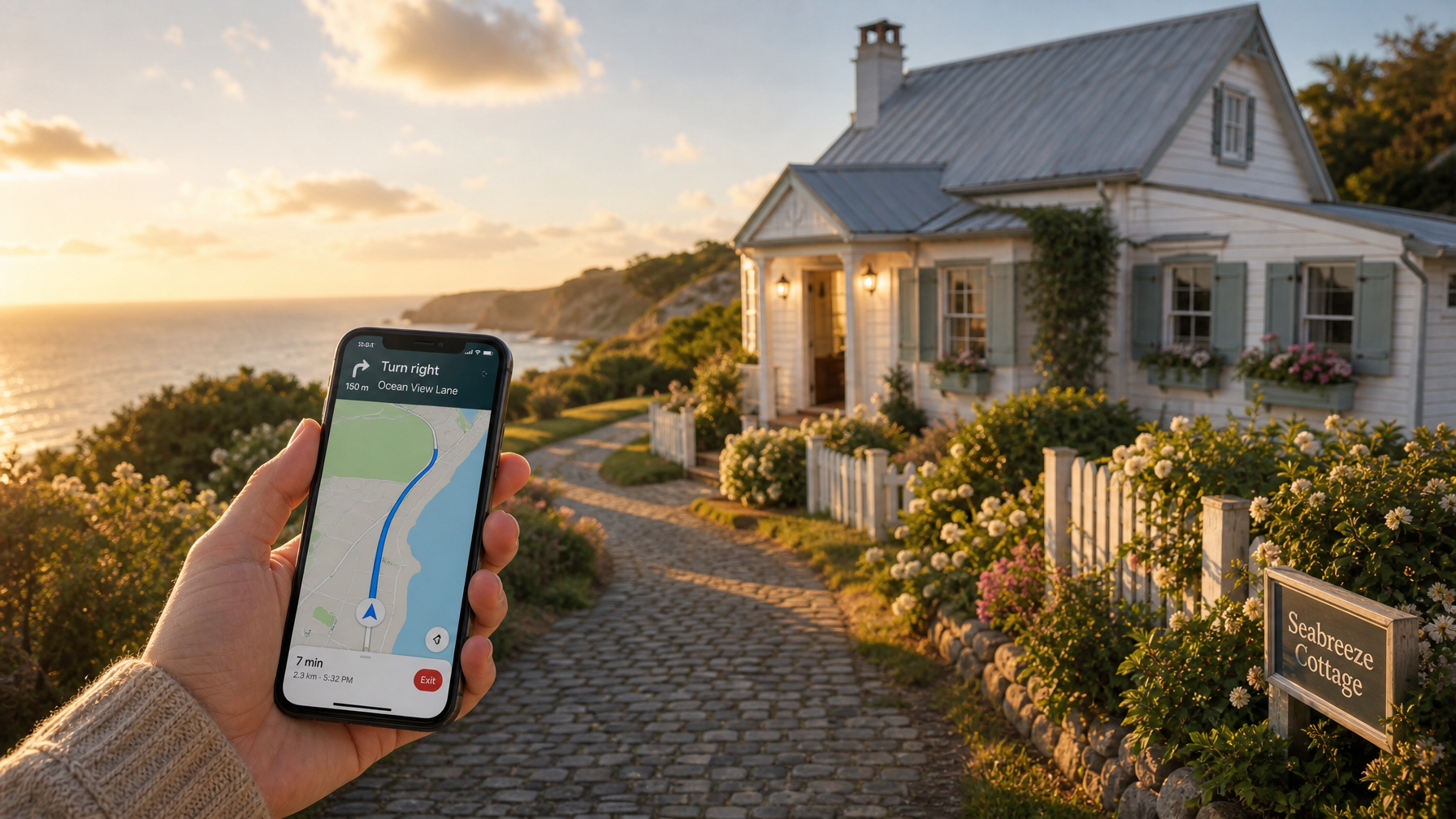Traveler navigating to a rental via phone maps