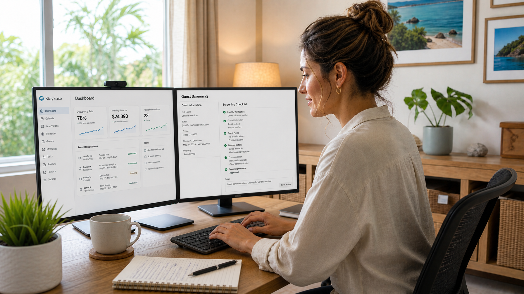 Host saving screening notes in a PMS