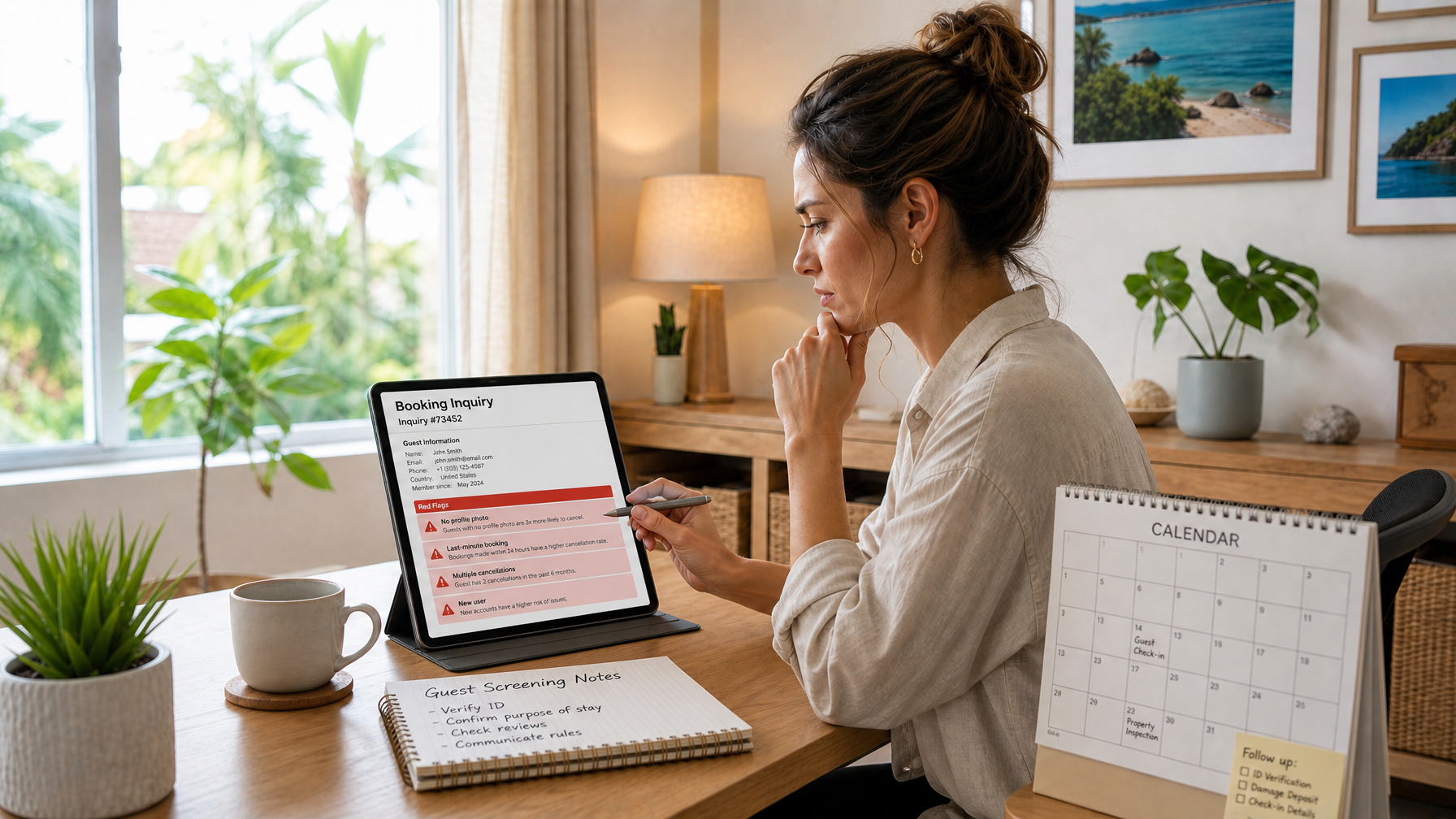 Host reviewing red flags on a booking inquiry
