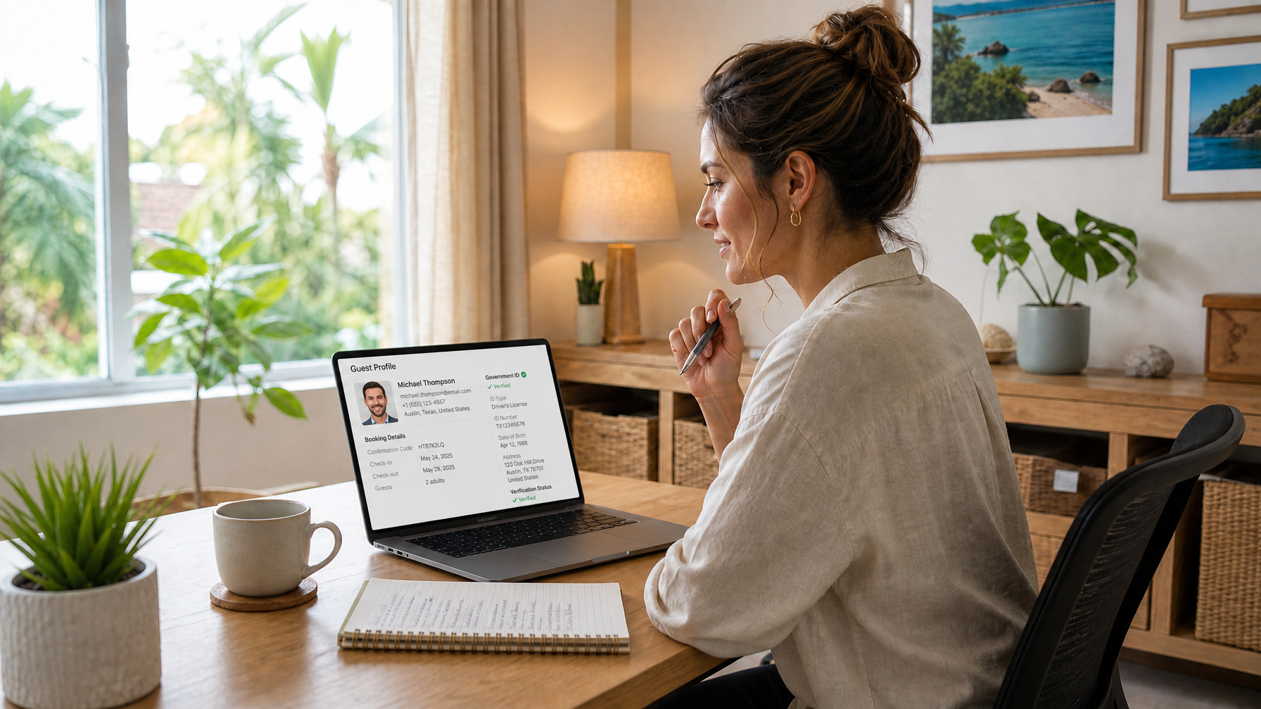 Host verifying guest identity against a booking name