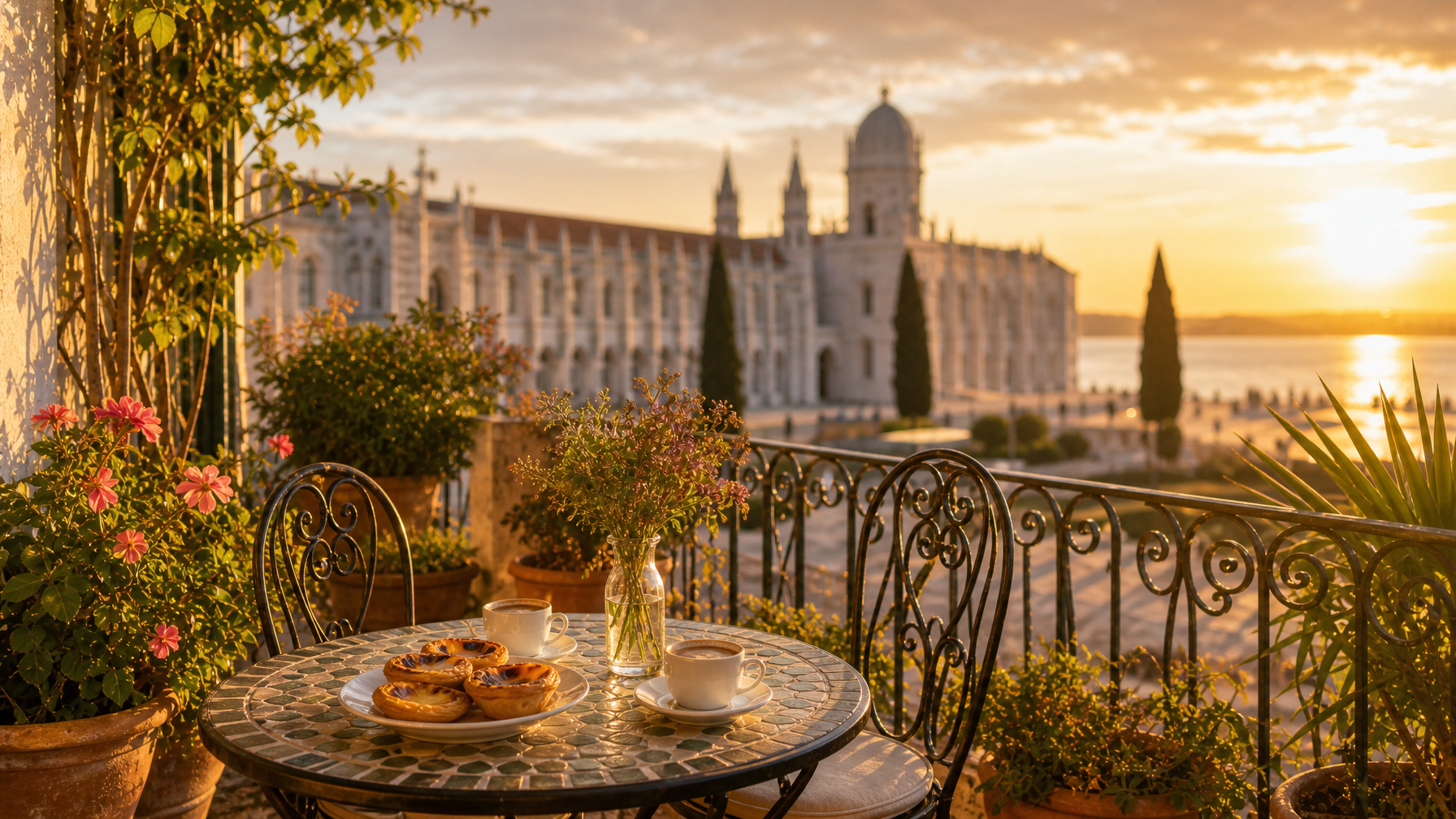 Belém Lisbon morning with pastéis de nata and Jerónimos Monastery near vacation rental day bases