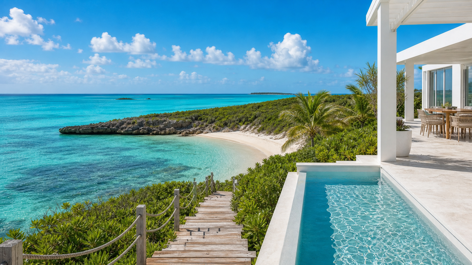 Eleuthera cliff steps to beach near rental