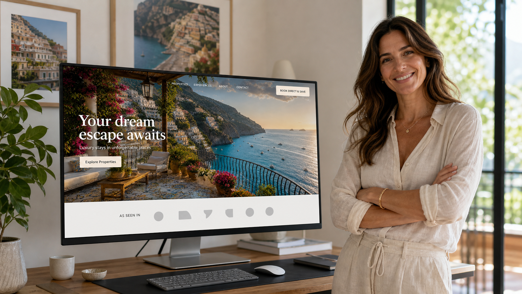 Press feature and as seen in logos displayed on a direct booking website