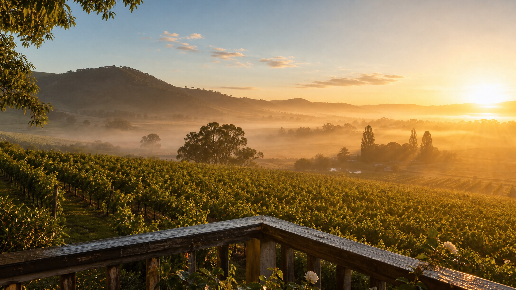 Yarra Valley vineyard rental morning