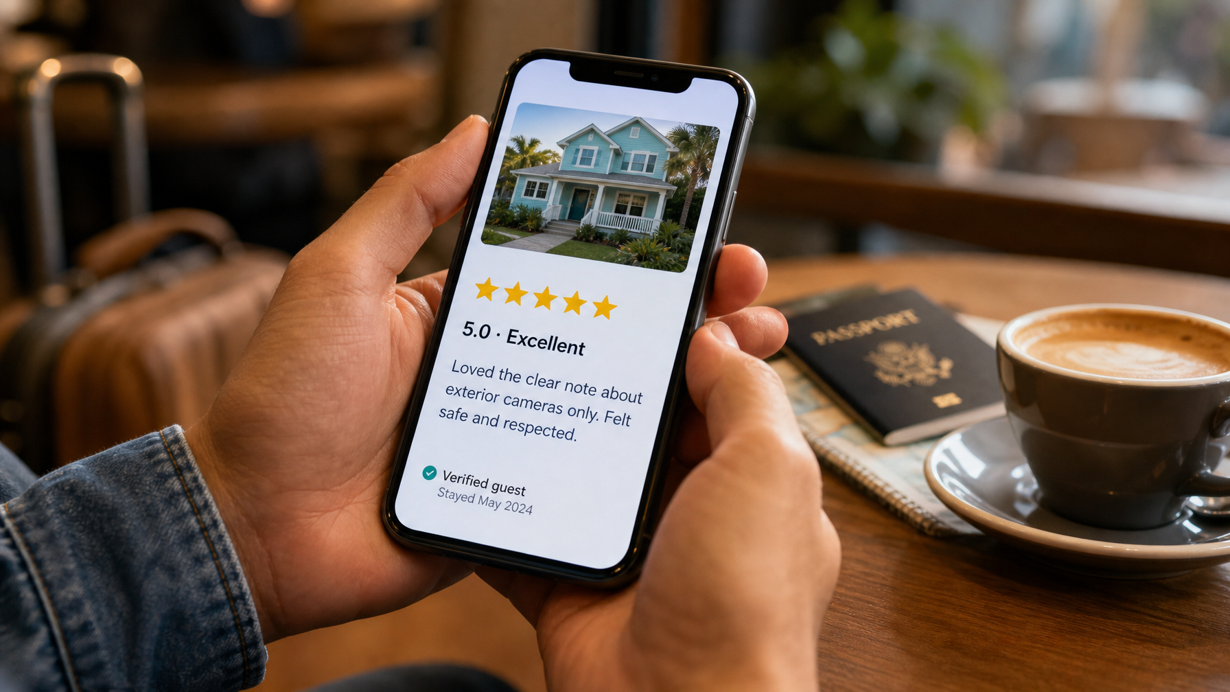Guest leaving a privacy-positive review