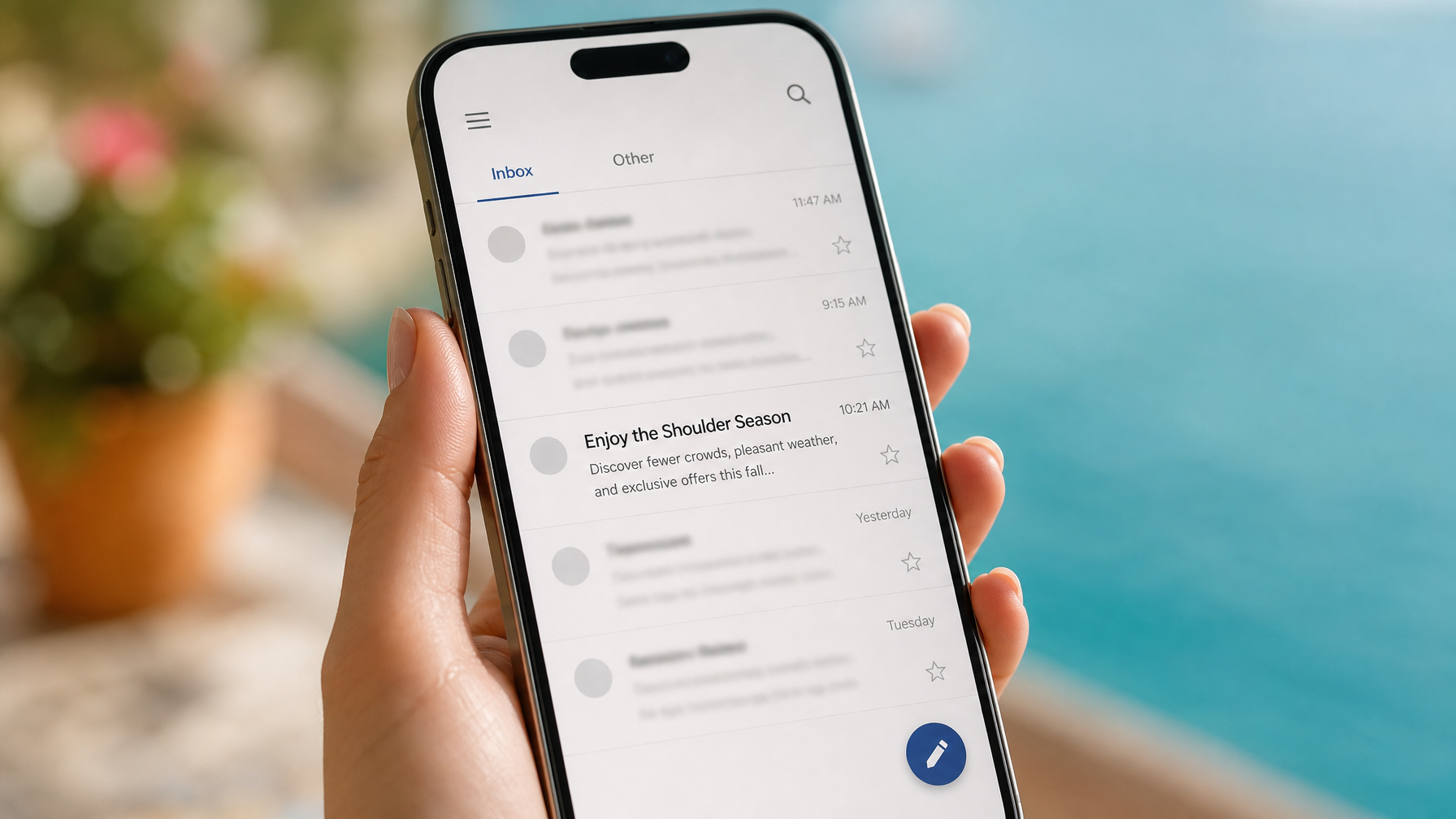 Smartphone screen displaying email subject line and preview text