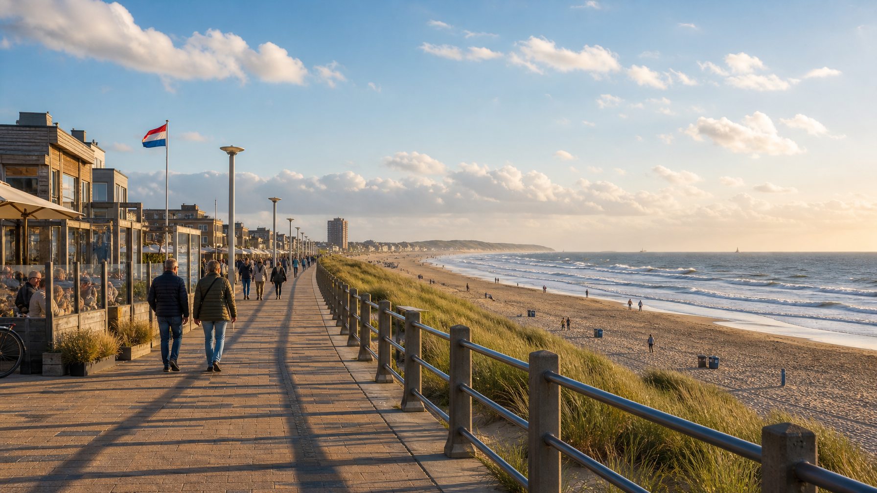 Zandvoort beach boardwalk near North Sea vacation rentals