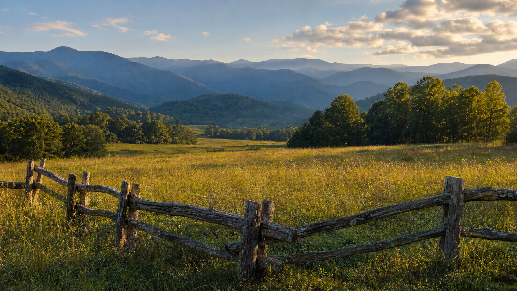 Cades Cove valley landscape near Townsend in the Great Smoky Mountains