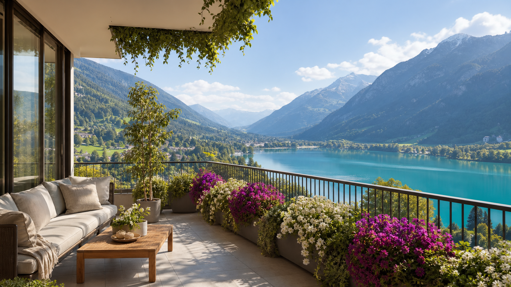 Interlaken apartment balcony with lake and mountain views vacation rental 2026