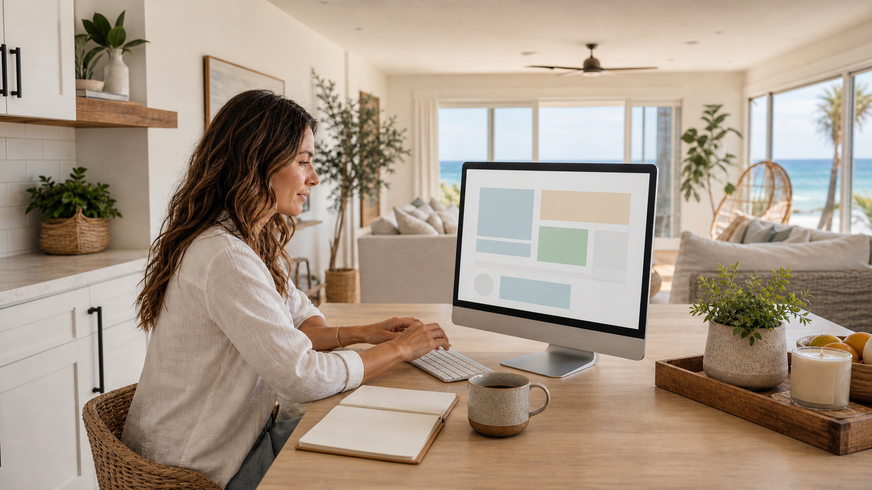 Clean newsletter layout concept on a desktop monitor