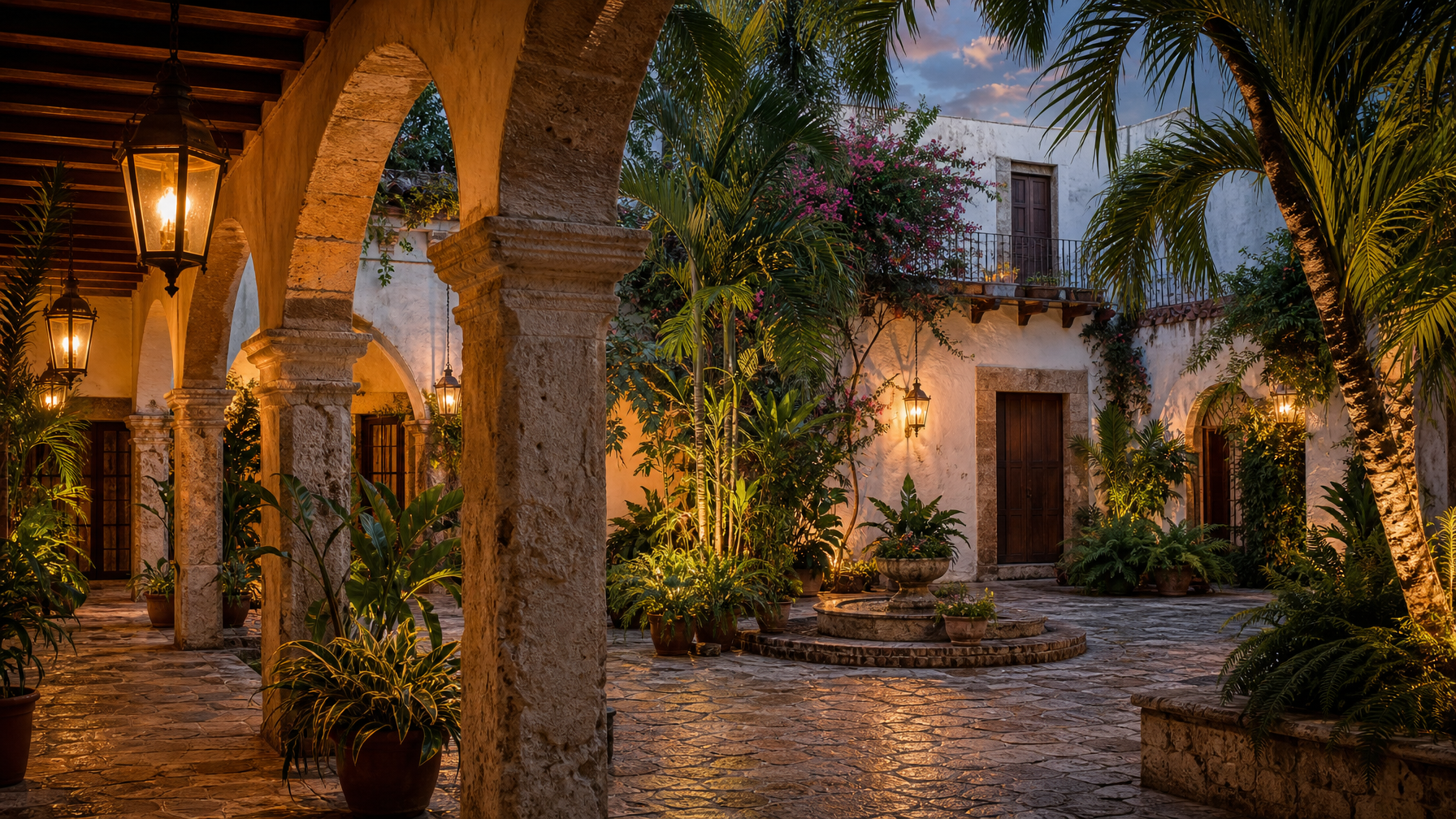 Santo Domingo Zona Colonial vacation rental courtyard with tropical plants