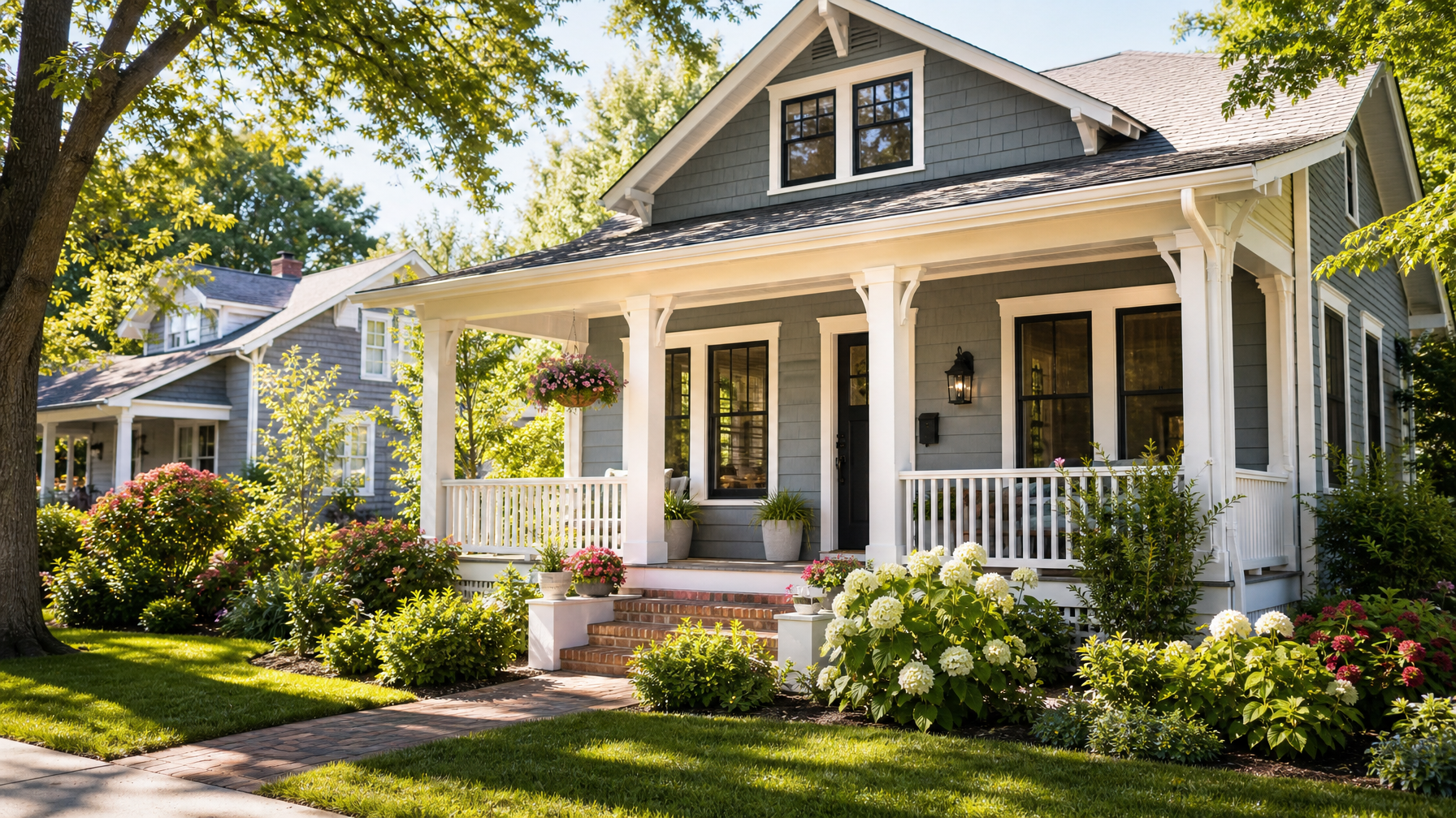 Beautifully restored historic vacation home exterior with curb appeal for a restoration PR angle