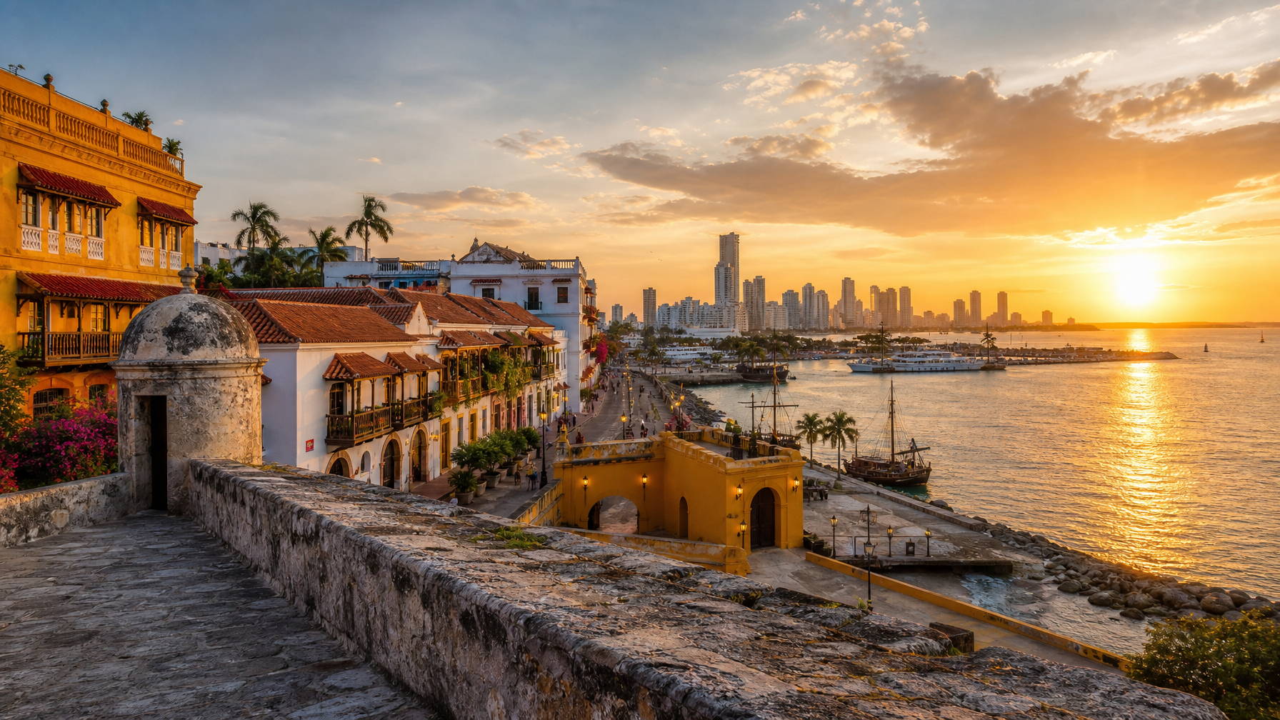 Cartagena Colombia walled old town Caribbean waterfront