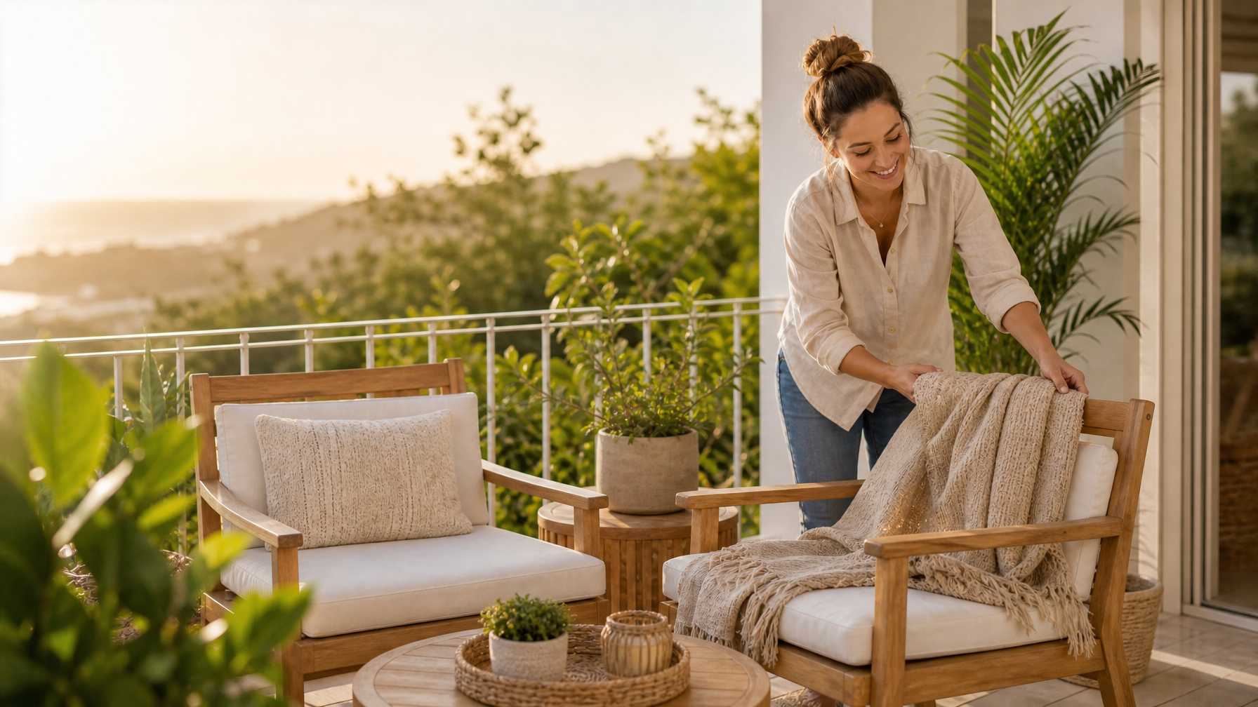 Seasonally styled vacation rental porch ready for photography