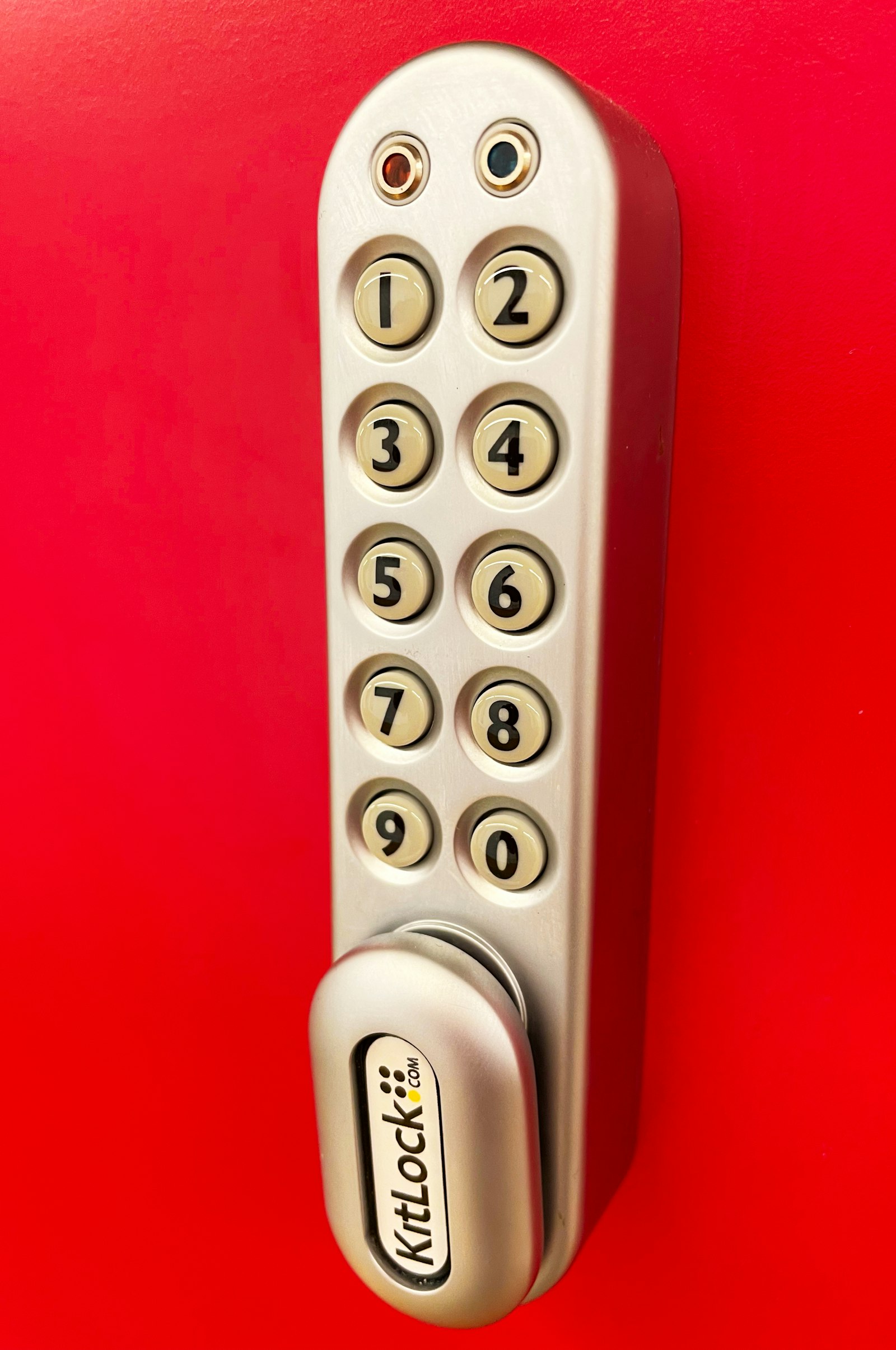 Keypad lock mounted on a door
